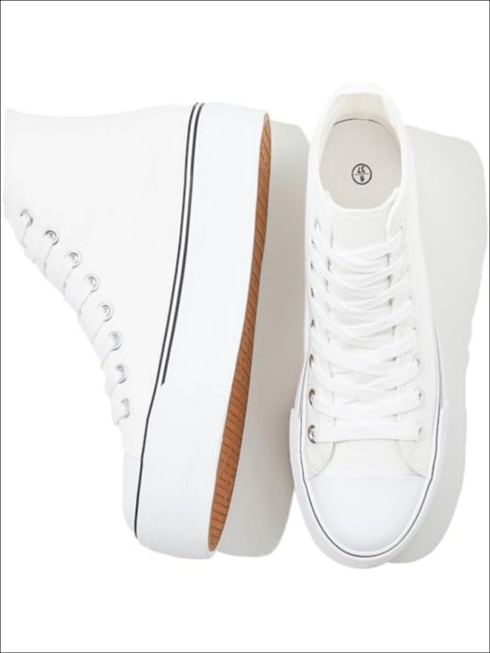 Womens High Top Platform Canvas Sneakers Lace Up Casual Shoes